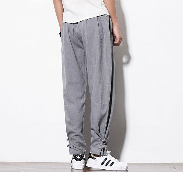 autumn harem pants men 100 pure Linen pants linen hemp Linen pants Hip hop loose Vintage long pants casual joggers