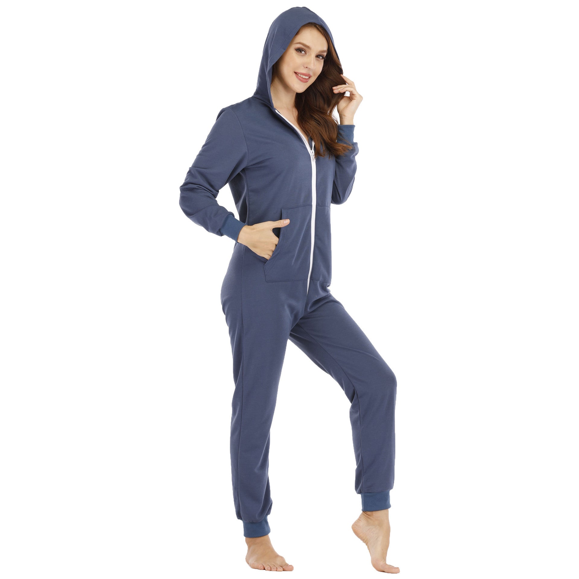 Ladies Hooded One Piece Home Wear Pajamas