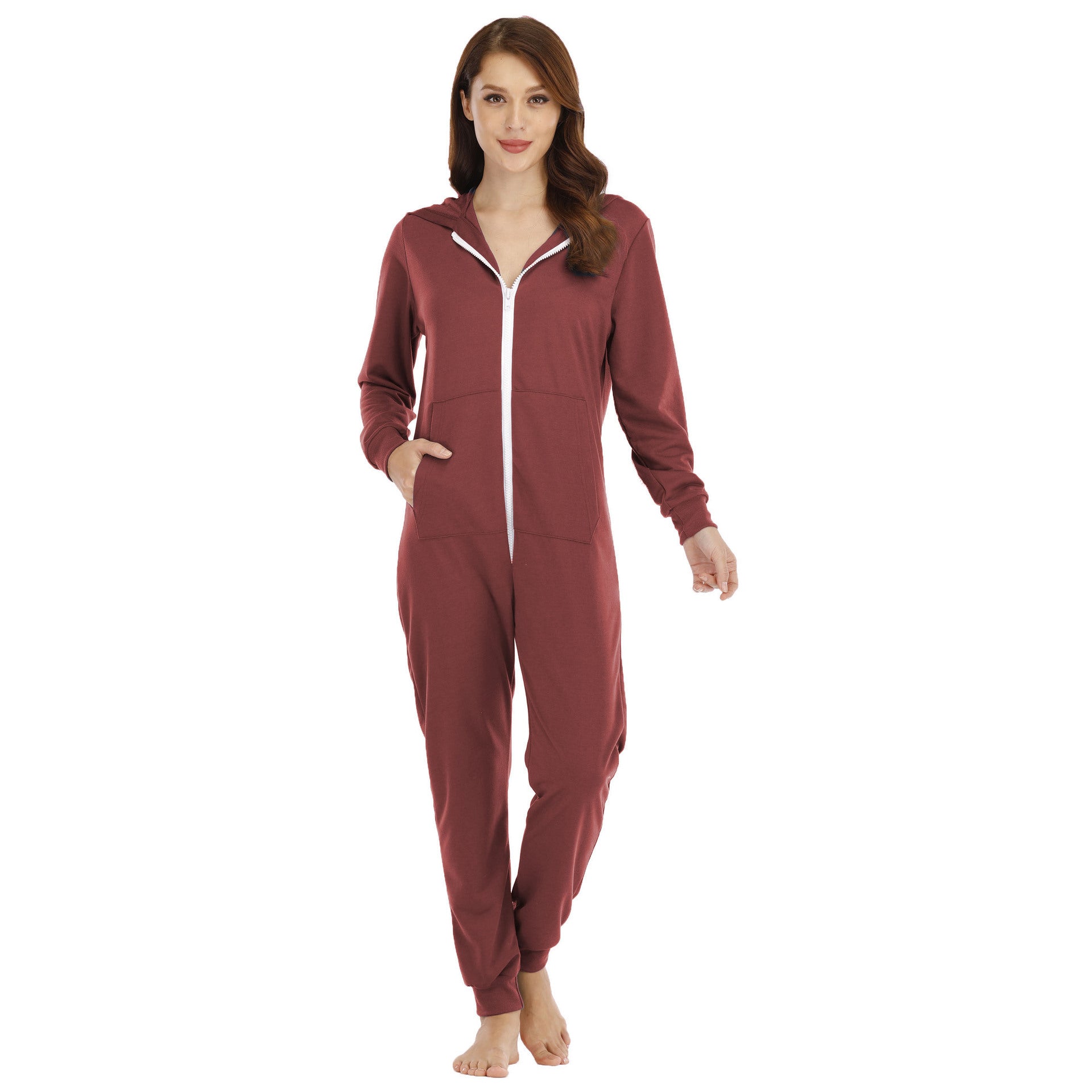 Ladies Hooded One Piece Home Wear Pajamas