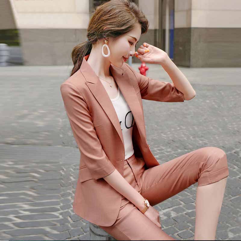 Ladies Fashion Business Wear Temperament Jacket Pants Set